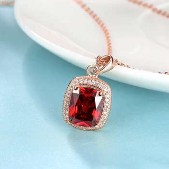 Garilina Trendy bijuterii Roșu Austriac de cristal de aur a crescut pandantiv Aniversare colier pentru femei P2096 11513