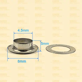 200 Set 8*4.5*5 mm (diametrul Exterior * diametru Interior * Inaltime) Alamă Antic Rotund Grommet Ochet cu Plasă de Oțel în Interiorul