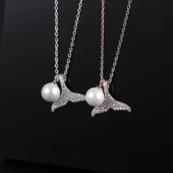 Argint 925 Sirena Coadă De Pește Simulare Perla Clavicula Lanț Colier Moda Pentru Femei Rochie Simpla Bijuterii Accesorii