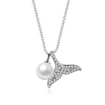 Argint 925 Sirena Coadă De Pește Simulare Perla Clavicula Lanț Colier Moda Pentru Femei Rochie Simpla Bijuterii Accesorii