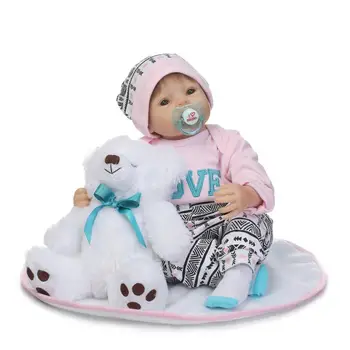 22 Inch 55cm Silicon Moale Manual Renăscut Baby Girl Păpuși Realiste Nou-născutului Baby Doll Copil Drăguț Cadou de Ziua de nastere