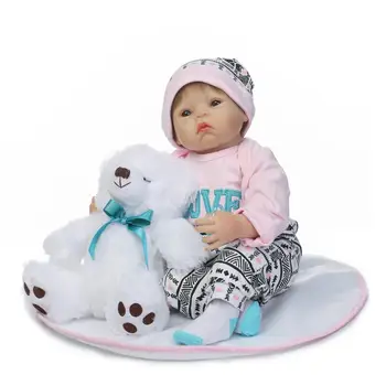 22 Inch 55cm Silicon Moale Manual Renăscut Baby Girl Păpuși Realiste Nou-născutului Baby Doll Copil Drăguț Cadou de Ziua de nastere