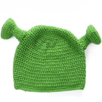 Unisex Balaclava Monstru Shrek Pălărie de Lână Cald Iarna Tricotate Pălării Verzi Amuzant Beanie Chelioși Capac pentru Femei Barbati Pur Handmade