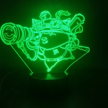 League of Legends Teemo 3D Lampa de Vânzare Fierbinte Senzor Tactil Cadou Unic pentru Copii pentru Camera de zi Decorative Led Noapte Lumina Lămpii