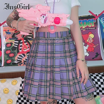 InsGirl Harajuku Y2k E-fata 90 Punk Fusta Carouri Violet Talie Mare Fuste Mini Gothic Moda Grunge Casual Sexy Fuste Femei