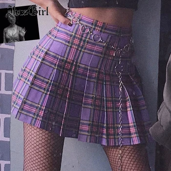 InsGirl Harajuku Y2k E-fata 90 Punk Fusta Carouri Violet Talie Mare Fuste Mini Gothic Moda Grunge Casual Sexy Fuste Femei
