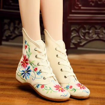 Cresfimix Zapatos De Mujer Femei Drăguț Primavara & Toamna Pantofi De Înaltă Doamnă Casual, De Înaltă Calitate Broderii Florale Pantofi De Dans B6185