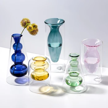 O. RoseLif Marca Handmade Stil Nordic Colorate De Sticlă Transparentă Vaza De Flori Aranjament Hidroponice Decor Acasă