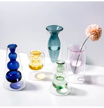 O. RoseLif Marca Handmade Stil Nordic Colorate De Sticlă Transparentă Vaza De Flori Aranjament Hidroponice Decor Acasă