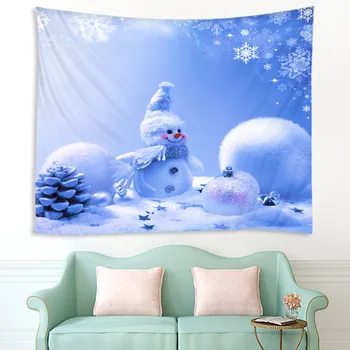Om de zăpadă de crăciun tipărite tapiserie scena decor pânză fabrica de vânzare directă pot fi personalizate dimensiune