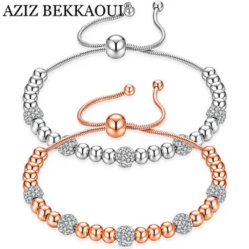 BEKKAOUI AZIZ Lux a Crescut de Culoare de Aur de Link-ul Lanț Brățară pentru Femei Bijuterii Romantic Stralucitoare Cubic Zircon Cristal Șirag de mărgele, Brățări