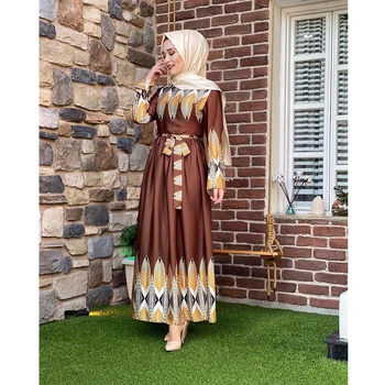 Eid Caftan Abaya Dubai Turcia Musulmană Imbracaminte Femei Rochie Caftan Arabă Ramadan Femme Maneci Lungi De Mătase Imprimate Halat De Petrecere