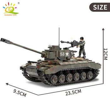 HUIQIBAO Modelul Militar Blocuri 938pcs WW2 M26 Pershing Tanc Greu cu 3 Soldat Armata Armă Cărămizi Jucarii Pentru Copii