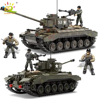 HUIQIBAO Modelul Militar Blocuri 938pcs WW2 M26 Pershing Tanc Greu cu 3 Soldat Armata Armă Cărămizi Jucarii Pentru Copii