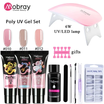 Mobray Gel pentru Unghii Poly Gel UV Kit Unghii Gel Pentru Prelungirea Set Lampa Perie de Unghii Nail Art Design Pentru Unghii Set Manichiura
