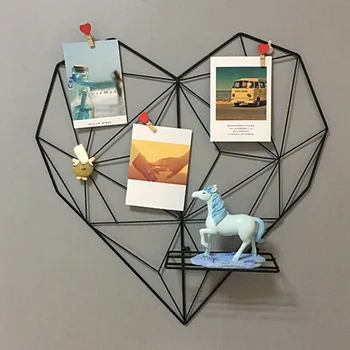 1 Buc de Fier în formă de Inimă DIY Grila Plasă de Imagine Rack Poze carte Poștală a Titularului de Depozitare Raft de Perete Decor Acasă decor Acasă