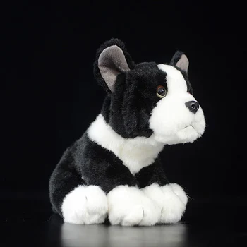Bulldog francez Alb-Negru Caine Copii Jucarii de Plus Catelus Minunat Cadou Copil Drăguț Animale de Pluș Moale Perna Confort Simulare Păpuși