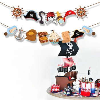 Copil de Dus Nautice Pirat Banner Happy Birthday Party Decor Băiatului DIY Caraibe Pirat Agățat de Perete Bunting Favoruri de Partid