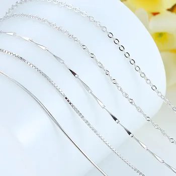 Buyee 5 Stil Real Argint 925 Lanțuri De 18 Inch Lanțuri De Șarpe Colier Femei Organism Caseta Lanț Pentru Femei Bijuterii Accesorii