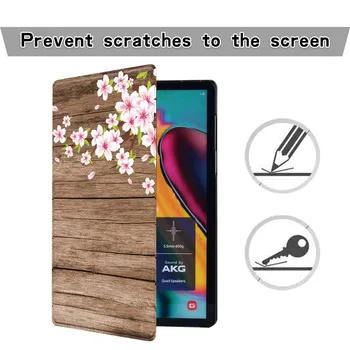 Tipărite de Lemn din Piele Caz Acoperire pentru Samsung Galaxy Tab 10.1/TabA 7/9.7/10.5/Tab E 9.6/Tab S5E 10.5/Tab S6 Lite Tableta Caz