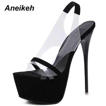 Aneikeh 2019 Moda NOUA 16 CM Platforma Sandale cu Toc de Vară Sexy Alunecare Pe sandale Gladiator Petrecere Tocuri Subtiri Femei Pantofi