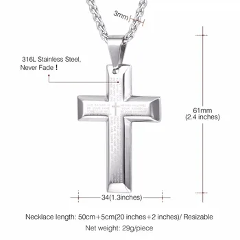 Verset din biblie pe Cruce Colier Pandantiv Religios Sfânt, Oamenii Nu se Estompeze din Oțel Inoxidabil Creștin Bijuterii Simple Cruce Colier GP2193