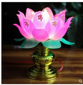 Dublu-LED-uri luminoase lotus de cristal lampă Buddha gospodării pentru Budist Changming lampa de lotus lampa plug-in Tabelul de Lotus Lantern