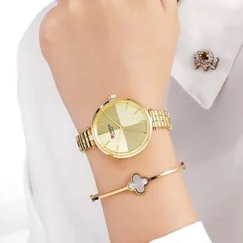 CURREN Femei Ceasuri de Top de Brand de Lux din Oțel Inoxidabil Curea Ceas Doamnelor Analog Cuarț Ceas de mână Stil Simplu Ceas reloj mujer