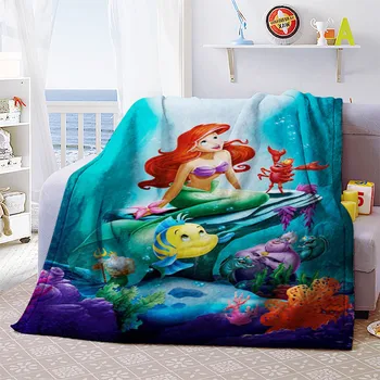 Disney pentru Copii Arunca Textile Acasă Sirena Printesa Ariel Pătură Fata Cadouri Flanel Cald Coral Pături de Lână pe Pat Canapea