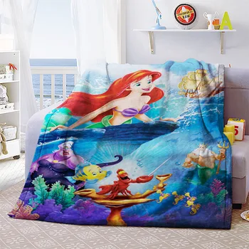 Disney pentru Copii Arunca Textile Acasă Sirena Printesa Ariel Pătură Fata Cadouri Flanel Cald Coral Pături de Lână pe Pat Canapea