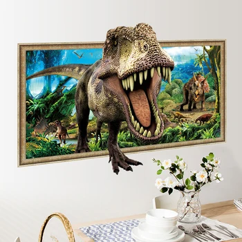 Dinozaur 3D Autocolant Perete Dormitor Camera de zi Detașabil Decorative de Perete Autocolant Lumea Jurassic Autocolant