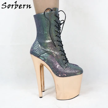 Sorben Holo Șarpe Glezna Cizme Pentru Femei 20Cm Extreme Toc Înalt Pantofi Platforma Dragqueen bara de striptease, Dans Exotic Tocuri Diy