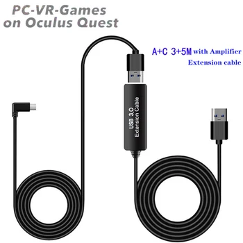 2in1 Total 8M/26Ft Tip a-C de Date USB, Căști VR Cablu de Extensie de Linie pentru Oculus Quest Link-ul de Steam VR Ochelari Accesorii