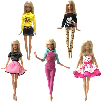 NK 2020 5 Buc/Set Mix Papusa Nobil Rochie Manual Frumoase Haine de Petrecere de Top de Moda Rochie Pentru Papusa Barbie Fete Cadou 024A