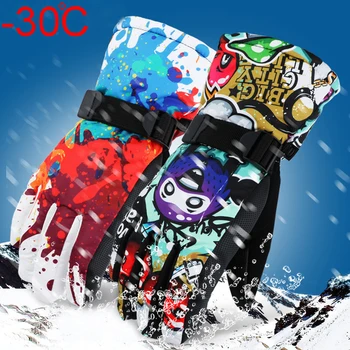 -30 de grade Iarna Cald Snowboard Schi Mănuși Impermeabile Îngroșa Schi Manusi cu Snowmobilul motocicletă zăpadă monstru mâzgăli tipărite