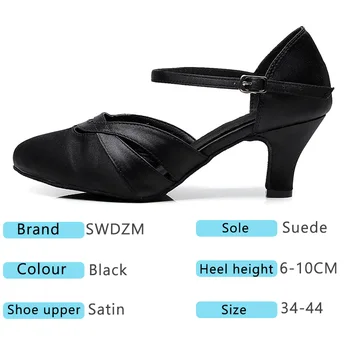SWDZM satin latină dans pantofi pentru femei de sex feminin pentru tango dans pantofi fete practica de concurență negru violet întreguri