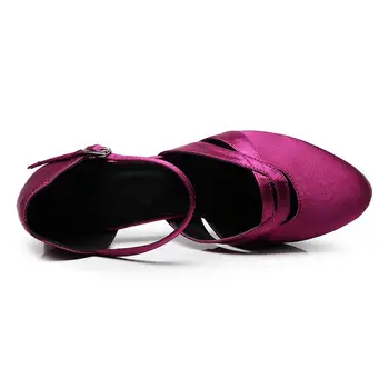 SWDZM satin latină dans pantofi pentru femei de sex feminin pentru tango dans pantofi fete practica de concurență negru violet întreguri
