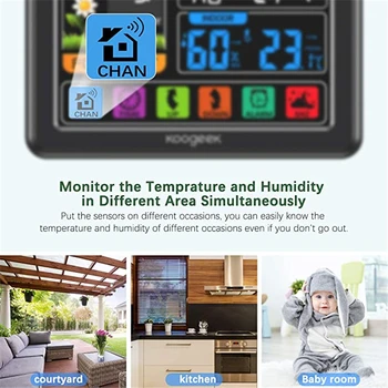Interioară în aer liber Digital cu Statie Meteo Wireless Display LCD w/ Ceas Deșteptător Timp Real Temperatura/Umiditate/Prognoza Funcție de Acasă 12020