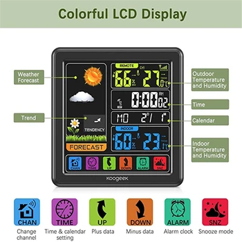 Interioară în aer liber Digital cu Statie Meteo Wireless Display LCD w/ Ceas Deșteptător Timp Real Temperatura/Umiditate/Prognoza Funcție de Acasă