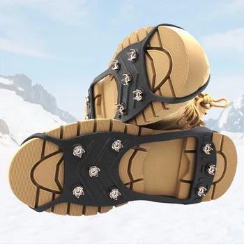 2 buc 8 Dinti Crampoane Pantof Acoperi în aer liber, Anti-Derapare Gheață Alpinism Pantofi Piroane Mânere Ghete Pantofi de Zăpadă Acoperă Crampon