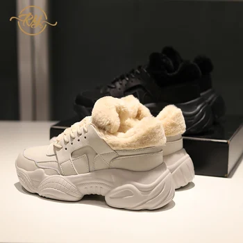 RY-RELAA femei adidași 2018 moda din Piele pantofi casual femei INS stil Blana adidasi femei pantofi adidași alb