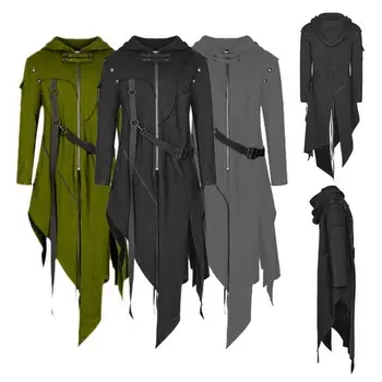 2020 Medieval Cosplay Gotic Costume de Halloween Pentru BARBATI Rochie Vrăjitoare Evul mediu Renascentist Mantie Neagră de Îmbrăcăminte Rochie cu Gluga