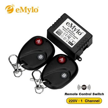 EMylo RF Wireless Lumină de Control de la Distanță Comutator de 220V-230V-240V 1000W 433Mhz cu 1CH Releu 2 buc 2-Buton Negru Transmițător de Comutare