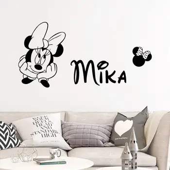 Disney Mickey Minnie Nume Personalizate Personalizate Copii Pepinieră Pentru Copii Camera Dormitor De Vinil Autocolant Decal Autocolant De Perete Decor Acasă