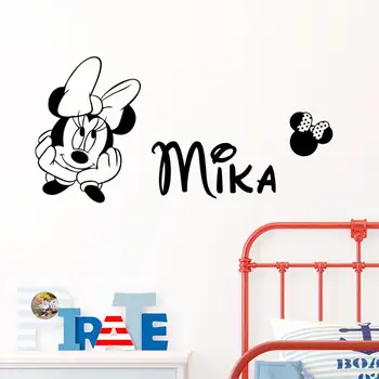 Disney Mickey Minnie Nume Personalizate Personalizate Copii Pepinieră Pentru Copii Camera Dormitor De Vinil Autocolant Decal Autocolant De Perete Decor Acasă