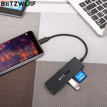 BlitzWolf BW-TH4 5-in-1 Type-C pentru a 3-Port USB 3.0 SD TF Card Reader, Hub de Date 5Gbps USB 3.0 Hub-uri USB SD TF Card Reader OTG