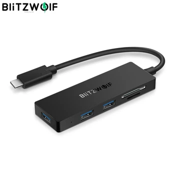 BlitzWolf BW-TH4 5-in-1 Type-C pentru a 3-Port USB 3.0 SD TF Card Reader, Hub de Date 5Gbps USB 3.0 Hub-uri USB SD TF Card Reader OTG