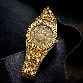 Moda de epocă din oțel curea impermeabil bărbați cuarț ceas faux ceas de aur pentru bărbați modele 2020 nou stil lux femei