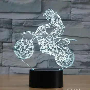 Off-Road Motociclete 3d Lampa Șapte Culori Touch Led-uri Vizuale 3d Lumina Lămpii Cadou Decor de Masă a Condus Lumina de Noapte