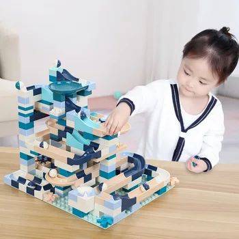 80Pieces Blocuri de Marmură Alerga Cursa Bloc Compatibil LegoINGlys Duploed Blocuri Pâlnie Glisați Blocuri DIY Cărămizi Jucării Pentru Copii